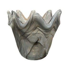 Genuine Italian Art Deco Glass Bowl Gray Made in Tammaro Italy  Candle Holder